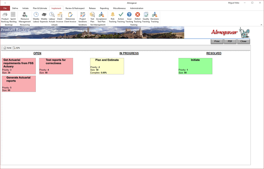 Earn Value Screen