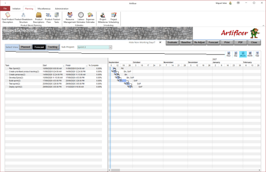Charting & Scheduling Screen