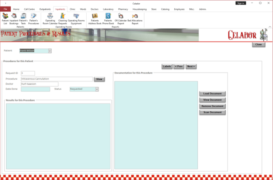 Medical Procedures Screen