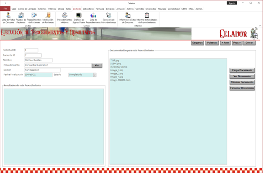Medical Procedures Screen