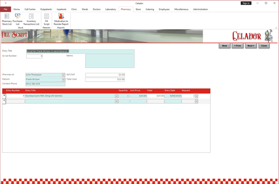 Medication Scripts Screen