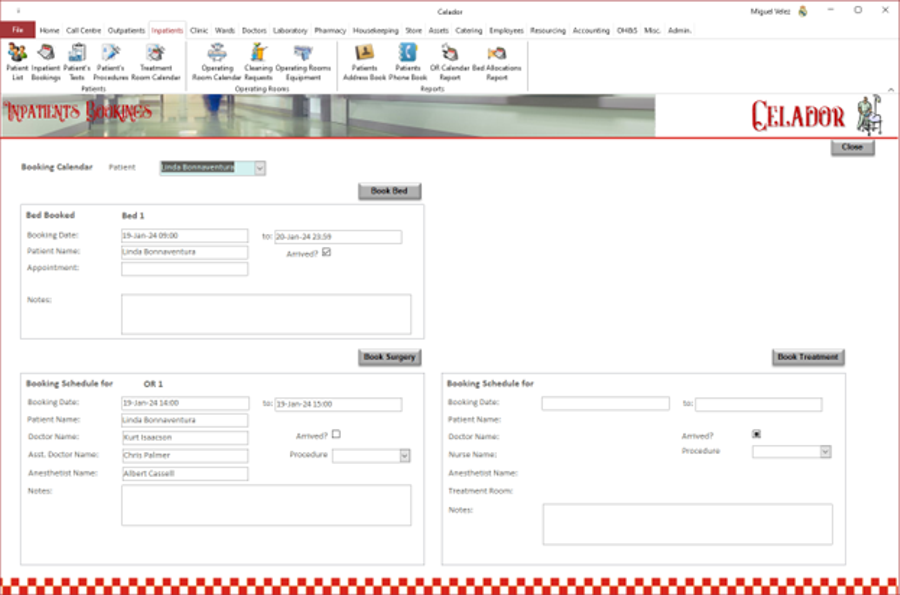 Inpatients Bookings Screen