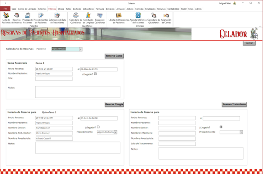 Inpatients Bookings Screen