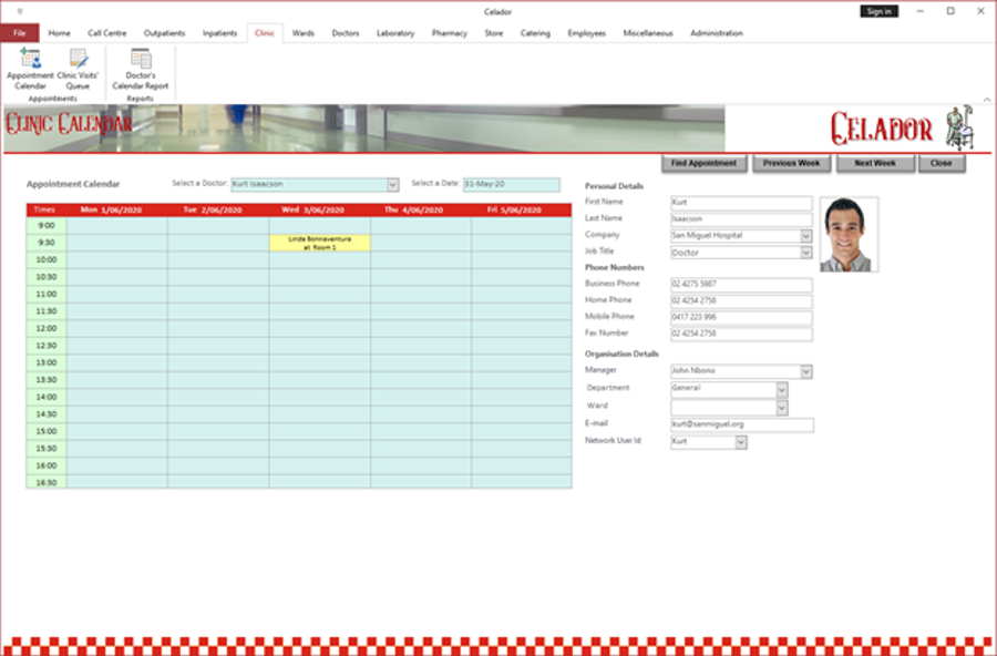 Clinic Calendar Screen