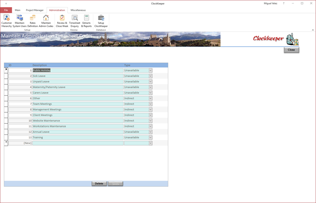Admin Screen