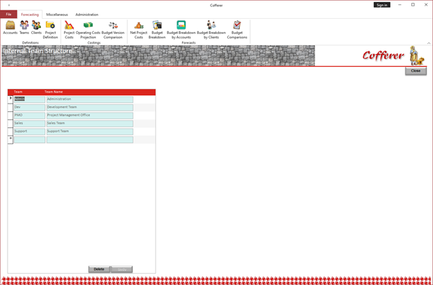 Main Project Screen