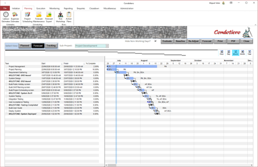 Scheduling Screen