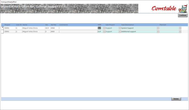 Import timesheets