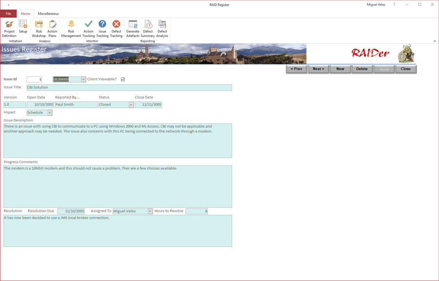 Issues Screen
