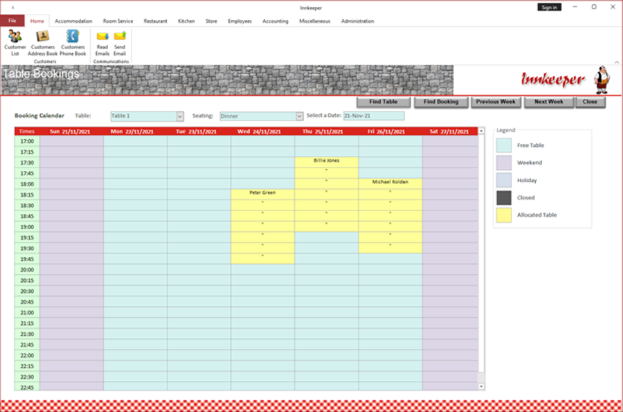 Dining bookings