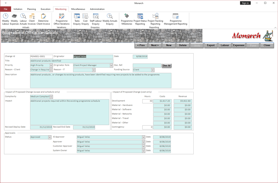 Variations Screen