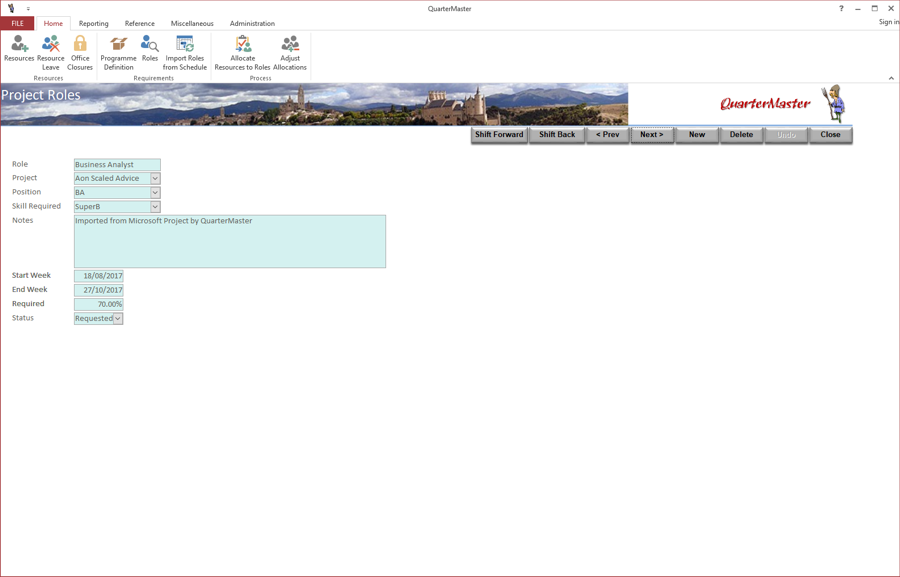 Roles Screen