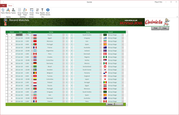 Matches Screen