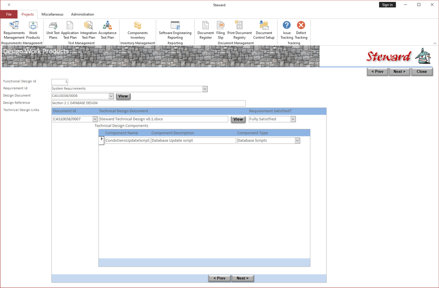 Requirements Screen