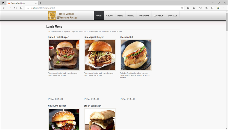 menu
