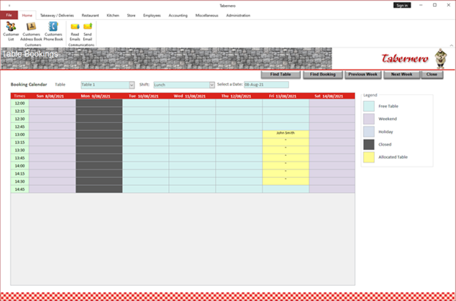 Dining bookings
